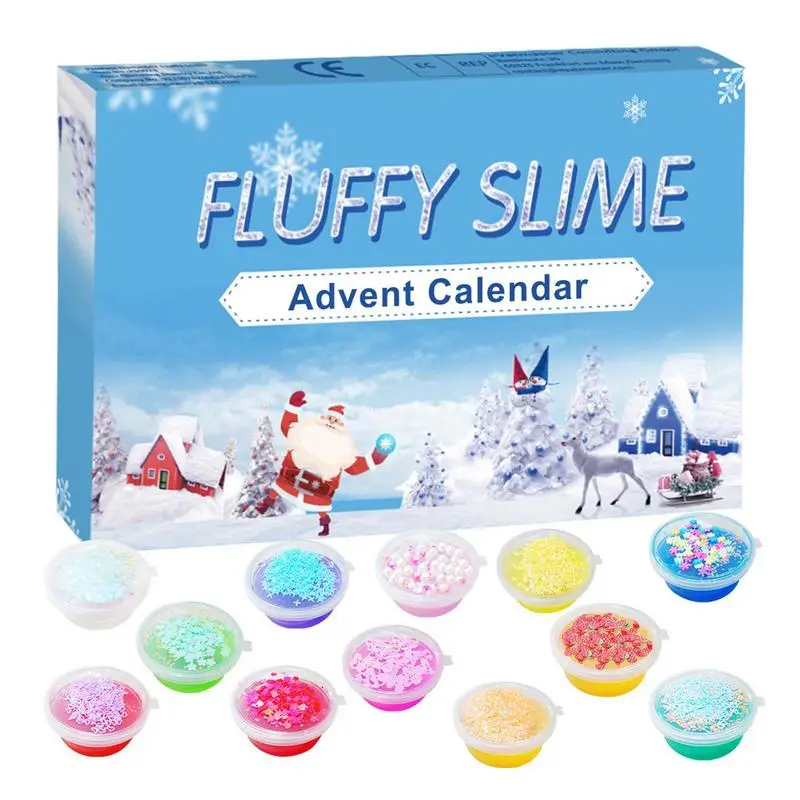 

Календарь на новый год, сенсорные игрушки, слайм, обратный отсчет, Clendar для детей, новый год, обратный отсчет, мягкий набор слаймов, календарь, слайм