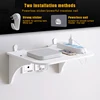 Wall Mount Router Shelf Punch-free TV Set-top Box Floating Hanging Rack Home Power Strip Wifi Router Storage Holder Wood 1