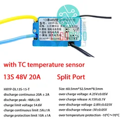 Advanced Lithium Ion Battery Protection Board with Temperature Sensor and Heat Sink, 36V/48V, 15A/20A (13S 48V 20A Split TC)