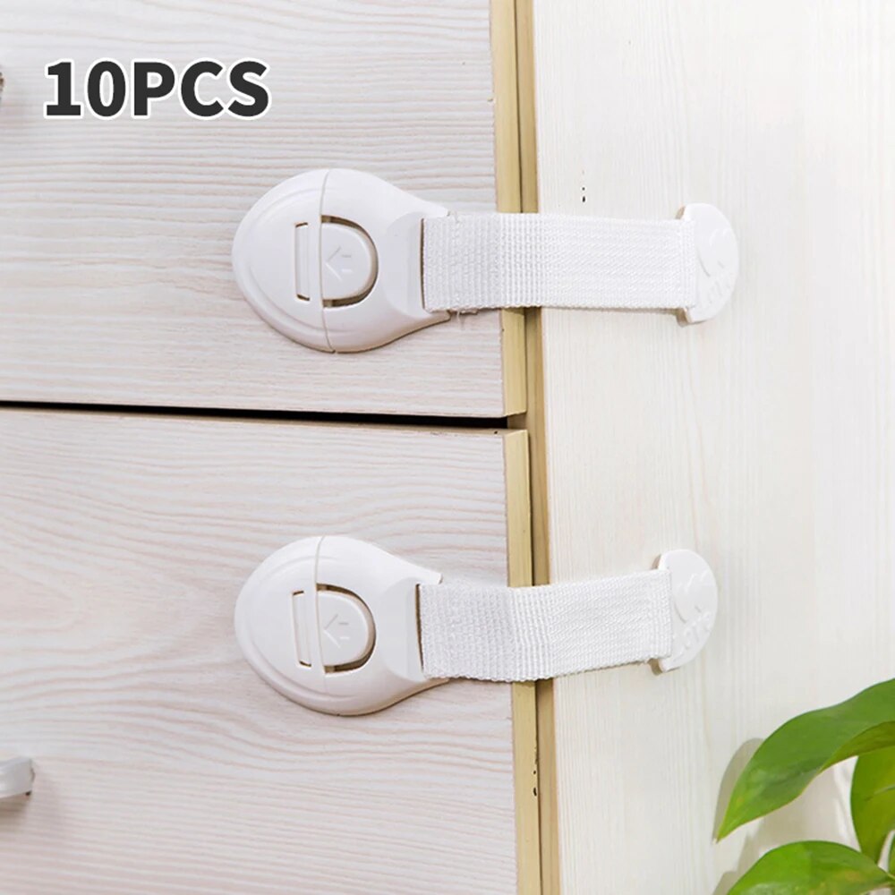 10PCSBaby Anti-Pinch Hand Safety Protection Cloth Lock Drawer Refrigerator Cabinet Door Multi-Functional Ribbon Lock Buckle