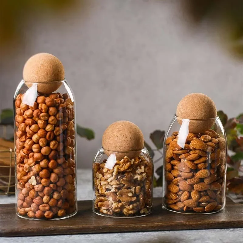 High Quality Cork Ball Glass Jar,Transparent Glass Sealed Can