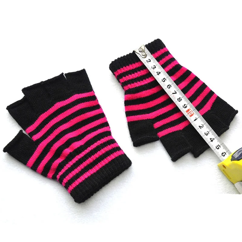 Half Finger Gloves Fingerless Gloves Fingerless Gym Gloves Fingerless Compression Gloves Cotton Gloves Warm Gloves Sports Gloves Gym Gloves 1Pair Unisex Black Stripes Half Finger Wool Knit Wrist Gloves Winter Warm Men Workout