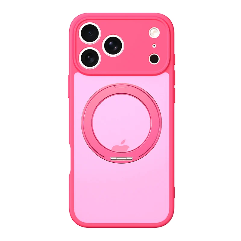 360° Rotating Magnetic Stand Case with Stress Relief Ring and Full Lens Cover