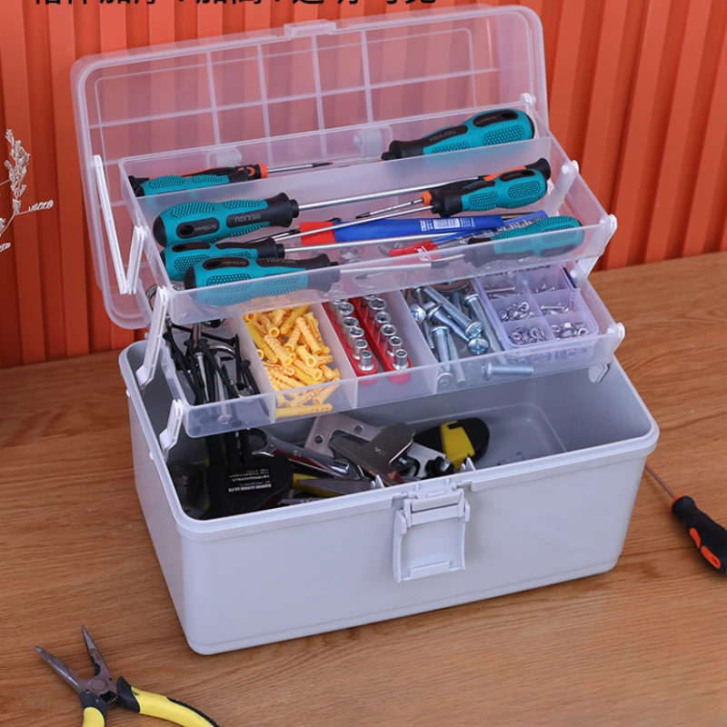 

Toolbox Multifunctional Foldable Household Hardware Parts Screws Transparent Plastic Debris Storage Box
