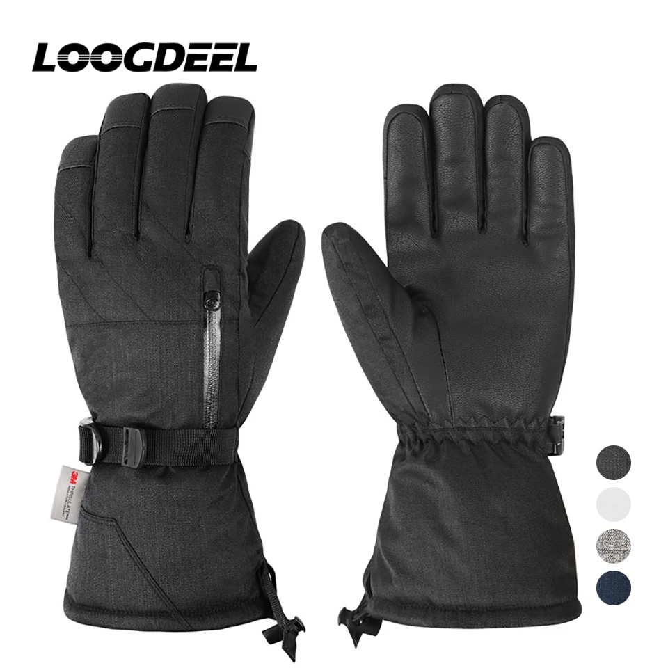 

LOOGDEEL Ski Gloves Unisex Waterproof Touchscreen Function Warm Snowmobile Snow Snowboard Thermal Gloves Windproof Plush Mittens