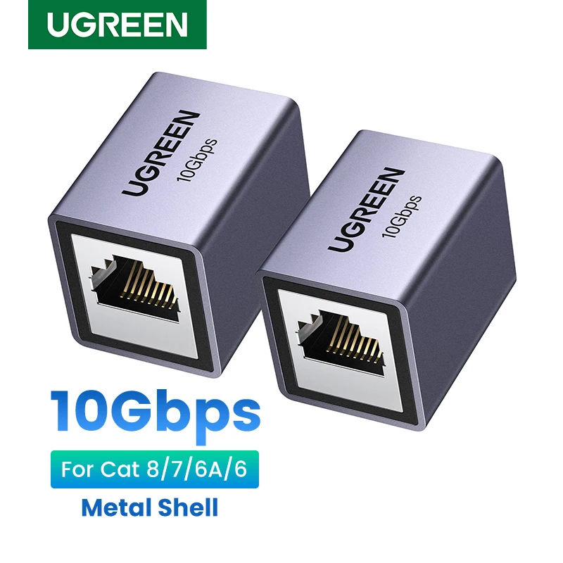 Extensão do Extensor de Rede do Conector 10gbps Ugreen Rj45 para Cat8 Cat7 Cat6 Ethernet Cabo Adaptador Gigabit Fêmea para Fêmea