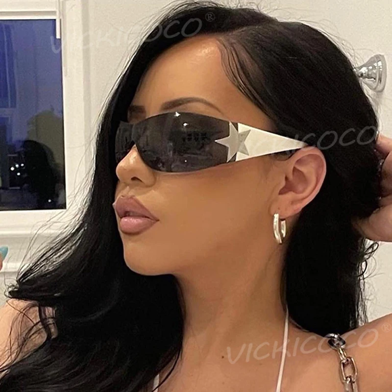 Trendy Kardasha Goggle Sunglasses Women Sport Punk Rimless Sun Glasses Men One Piece Mirror Shades UV400 Ladies Colorful Eyewear