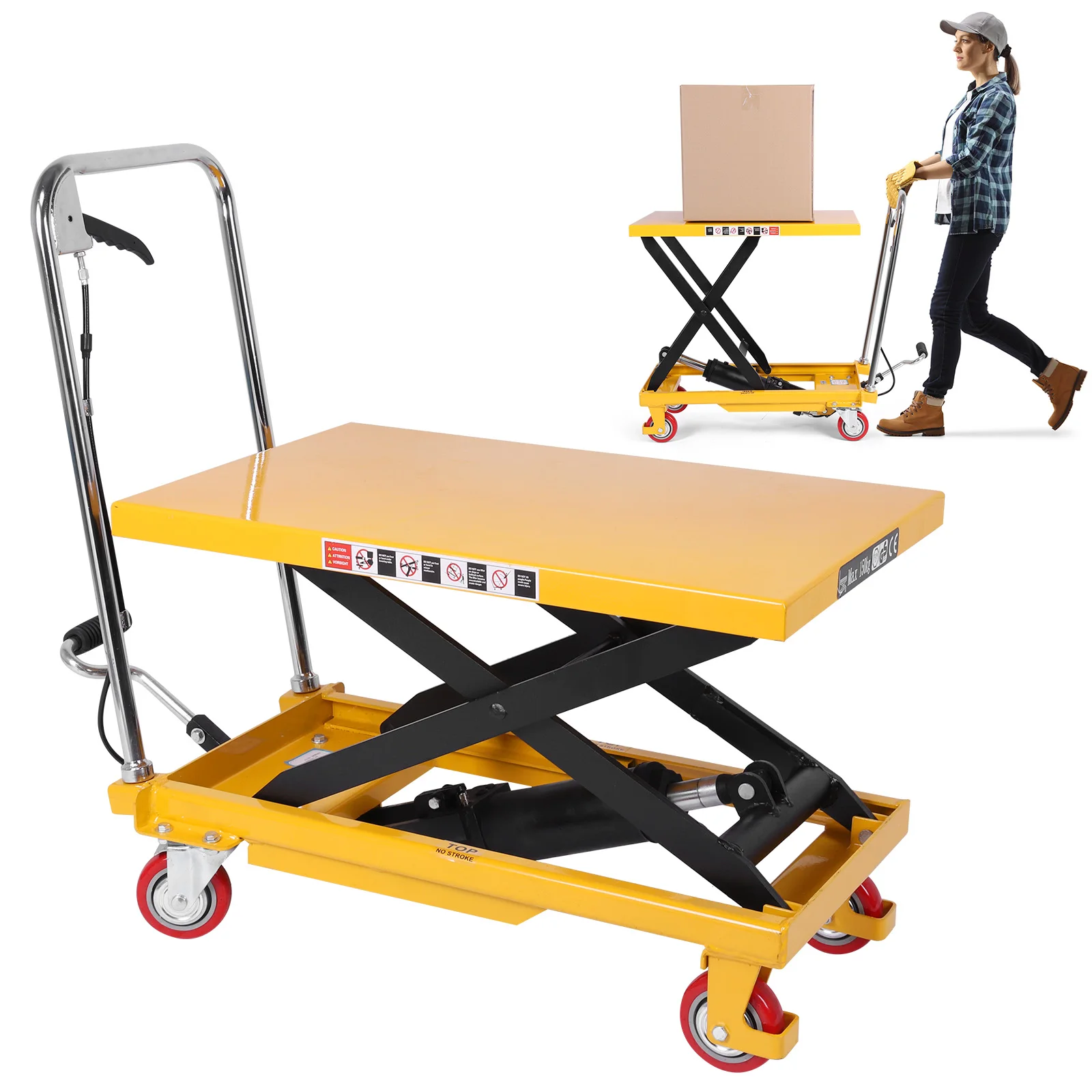 Lift Table Cart with Lifting Table Hydraulic Lift Trolley for Material Handling