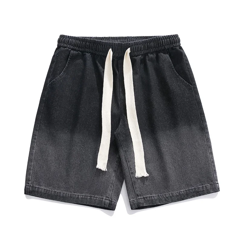 2023 Japanese flat denim shorts men loose Korean version of Japanese Hong Kong fashion brand cargo shorts