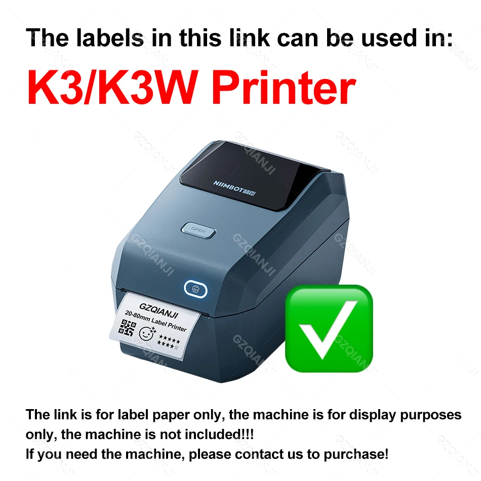 Multiple Size NIIMBOT Thermal Label Sticker Paper Pure White Cable Rolls Tape for K3/K3W 80mm 30inch Desktop Printer