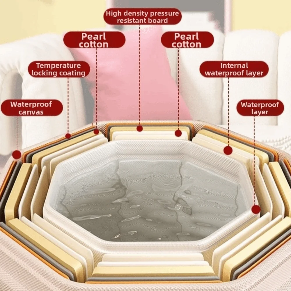 Thickened Collapsible Foot Bath Cartoon Over Calf Foot Soaking Bucket with Handles Heat Preservation Foldable Tub