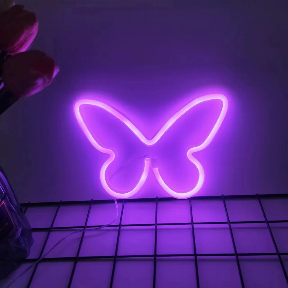 Eon Neon Butterfly Neon Sign per decorazione da parete, farfalla LED segno per camera da letto, luce colorata a LED per decorazione della casa, 35,6 x 24,1 cm
