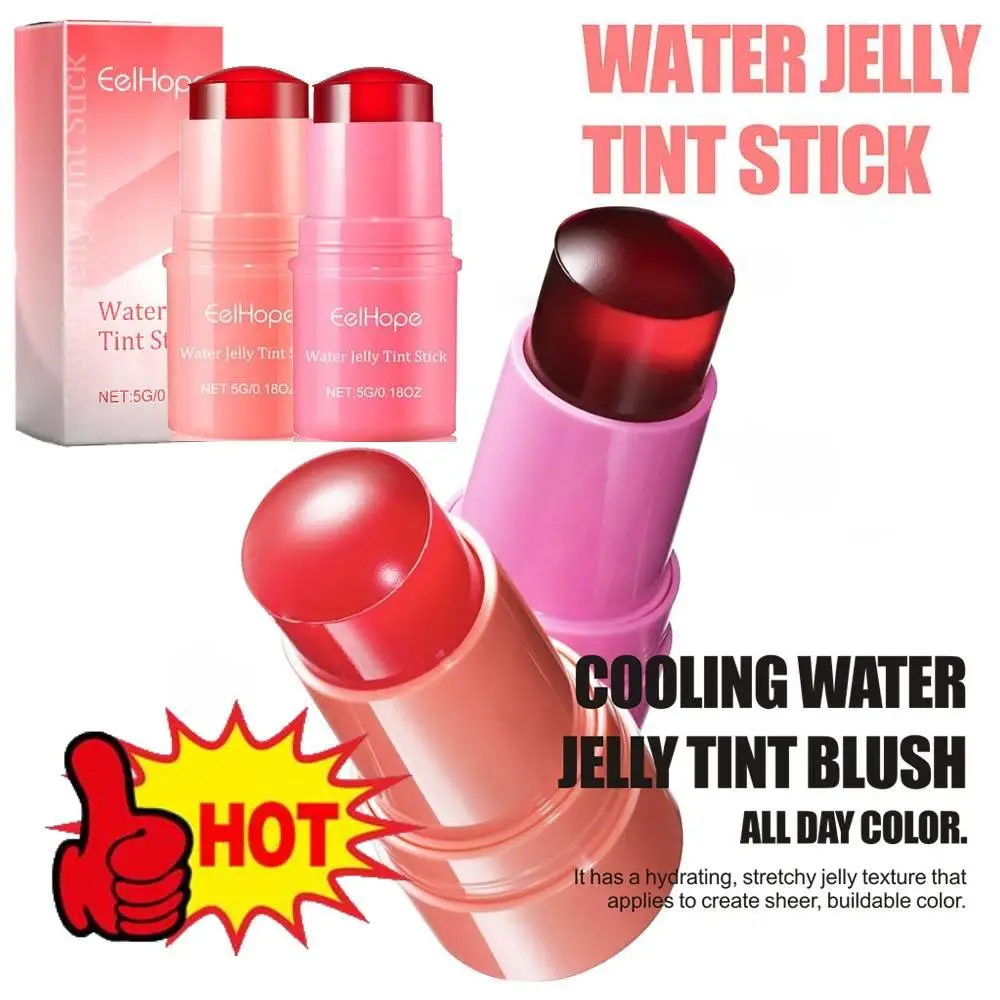 3in1 Cheek Lip Tinted Moistured Blush Stick Eyes Cheek Lip Brighten Cream Water Jelly Tint Stick Matte Contour Makeup
