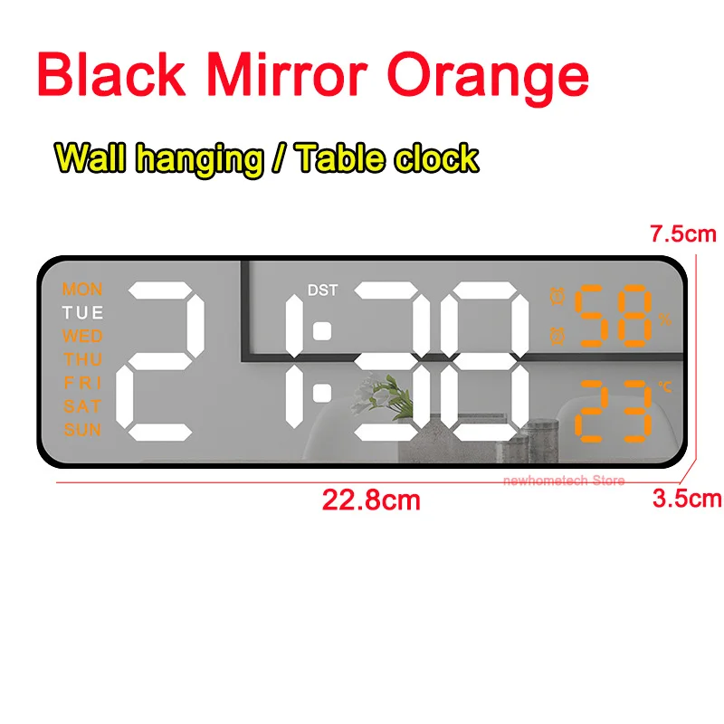 Large LED Digital Wall Clock with Dual Alarms and Adjustable Brightness