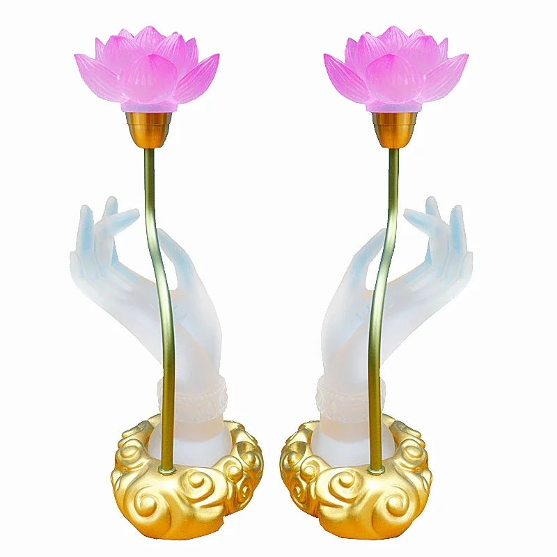 Bunte Lotus Discolores Kristall Lampe Stecker In Zahlung Glasierte Bergamotte LED Buddha Lampe Haushalts Gebet