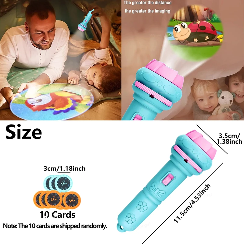 Projector Flashlight for Kids 10 Cards 80 Patterns Bedtime Toys Cartoon...