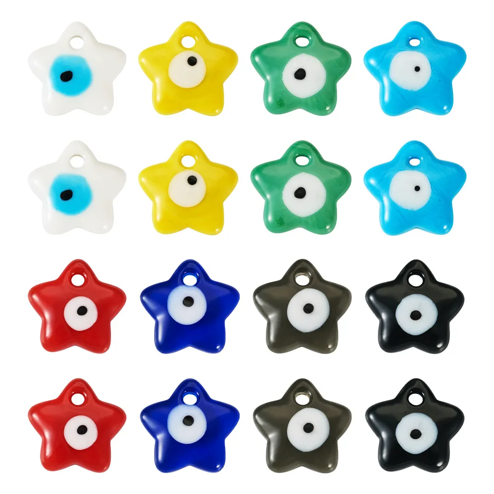 

16pcs Mixed Handmade Star Eye Lampwork Pendants Charms for Diy Bracelet Necklace Earrings Handcraft Jewelry Making Accessories