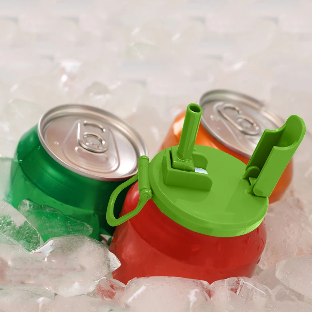 1-10PCS Soda Can Lids with Straws Silicone Beverage Can Cover Reusable Drink Top Protectors for Canned Beverage Beer Juice
