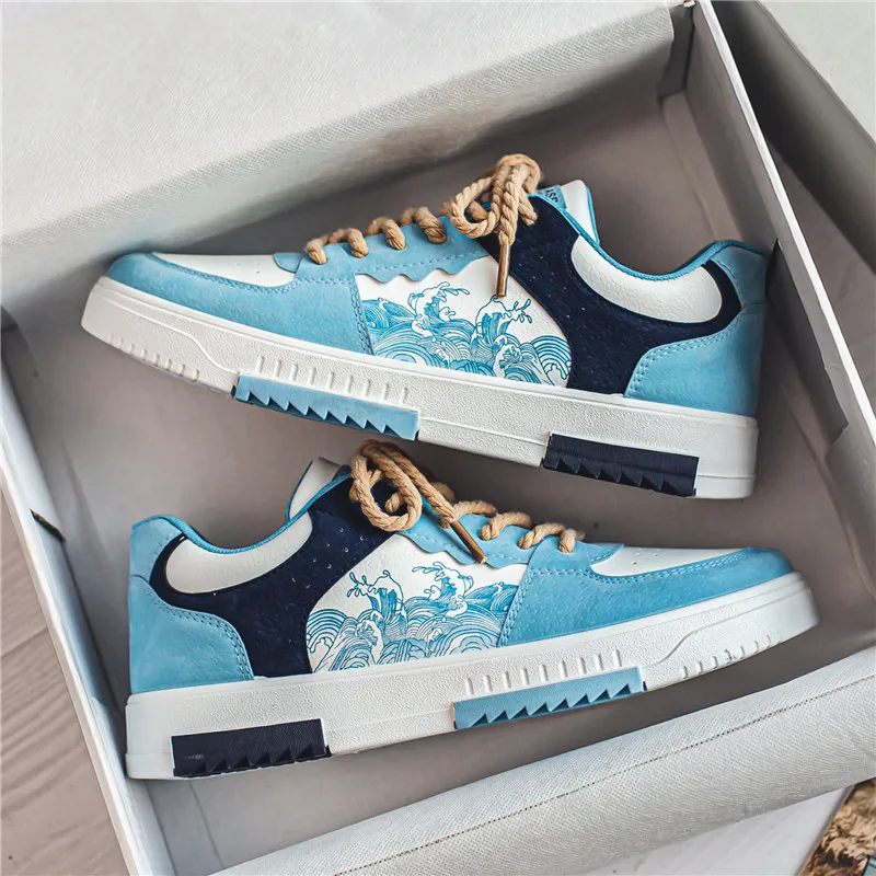 Men Non-slip Small Wearable Sports Casual Shoes Students Youth Tide Shoes Harbor Wind Retro Shoes Low-top Breathable Flat Shoes 2