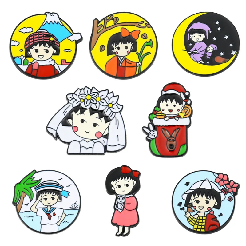 

Cute Cartoon Character Brooches for Women, Sweet Little Girl and Adorable Student Alloy Badges, Perfect Gift for Friends