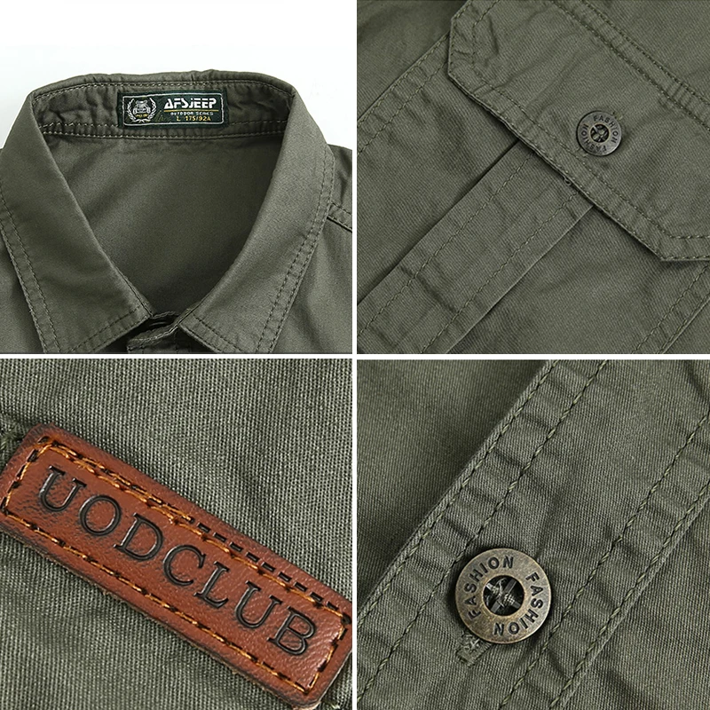 Denim Short Sleeve Men Shirts Cotton Army Military Casual Shirts Outdoor Hiking Fishing Clothing Plus Size