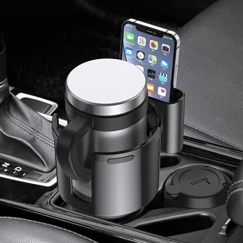 Car Cup Holder Expander Cupholder Adapter Multipurpose Auto Interior Expandable Organizer Storage Accessories With Phone Holder 1