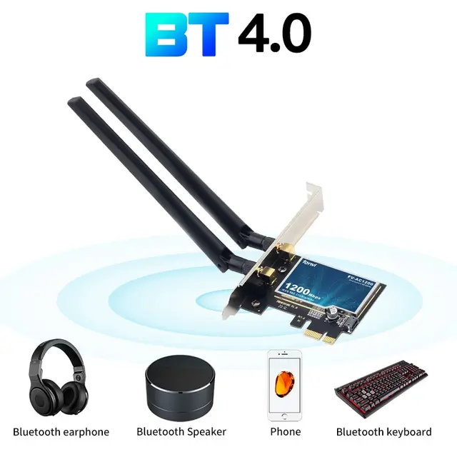 1200Mbps Dual Band Wireless WiFi Card Adapter Desktop 802.11AC For Bluetooth 4.0 PCIE WiFi Adapter 2.4Ghz/5Ghz For Win 7 8 10 3