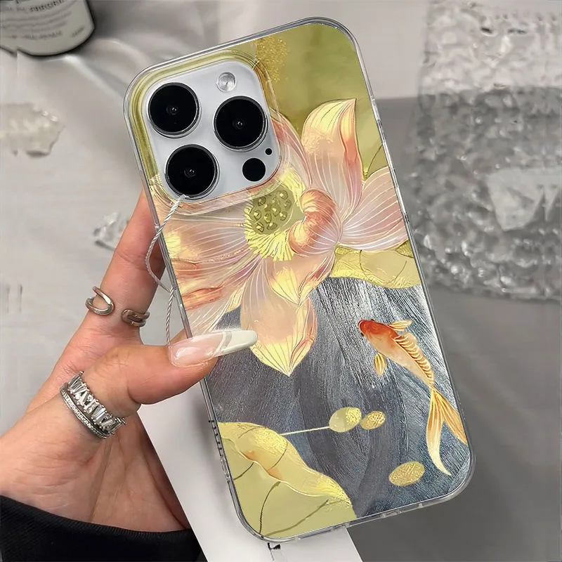 Vibrant Golden Lotus Koi Fashionable Shockproof Phone Case Cover