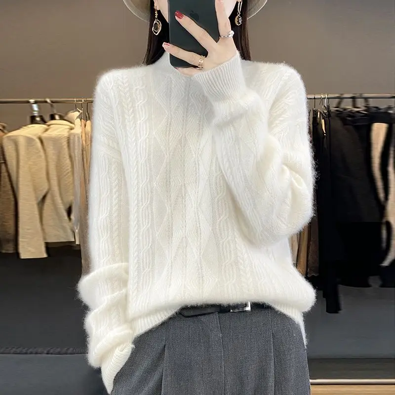 

Women's Long Sleeve Turtleneck Pullover Sweaters Winter Thickening Keep Warm Female Knitwear Ladies Loose Casual Clothes Hw60