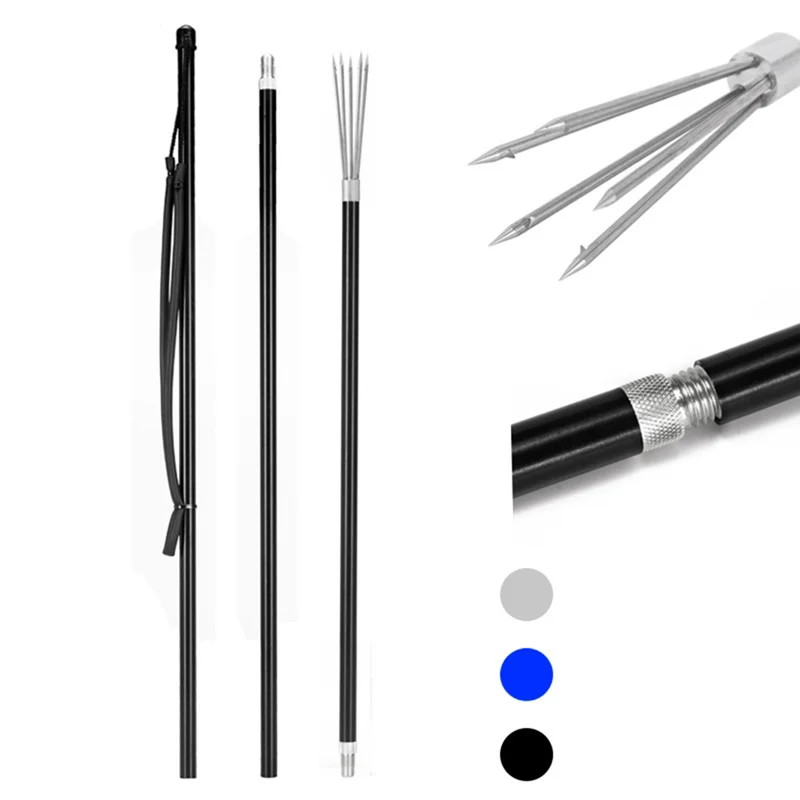 Fishing Harpoon Aluminum Alloy Fishing Gaff 3-Section Harpoon Tip with Barbs Diving Spear Sharp Head Tools HOT