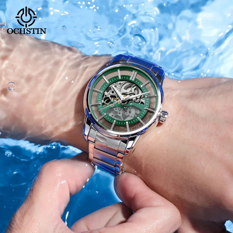 OCHSTIN Master Series New 2024 Personalized Simple Skeleton Mechanical Movement Waterproof Watch Men's Mechanical Watches