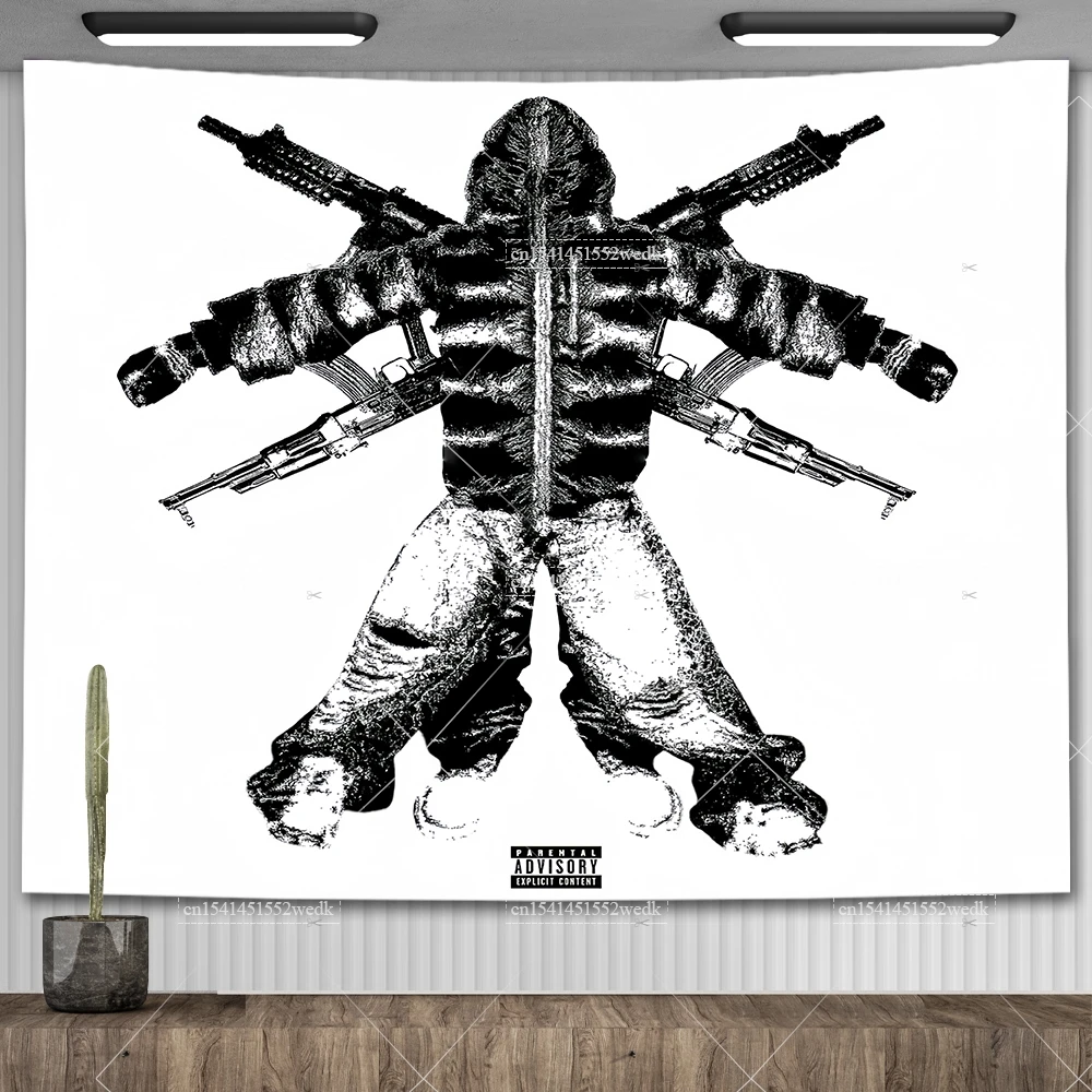 Ken Carson A Great Chaos Album Cover Posters Wall Art Tapestry Aesthetic Bedroom Decorative Rapper Tapestrys Macrame Farbic tapestry decorations
