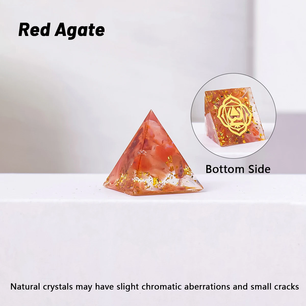 thumbnail image 1 of 1 pieza de resina de engomado de macadán de cristal natural, pirámide de chakras, símbolo de curación de cristal, adorno de escritorio, 1 of 5