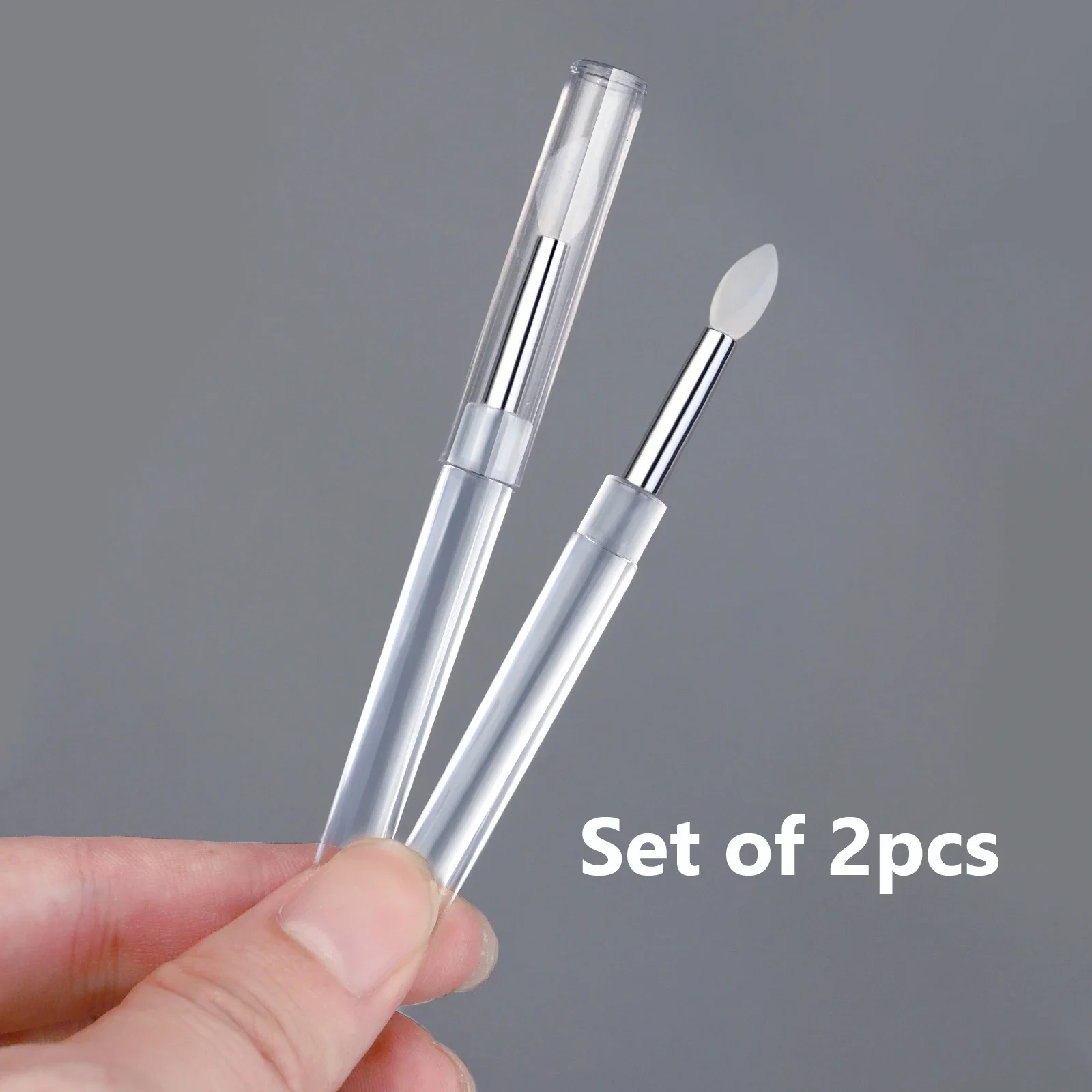 Nail Art Transparent Silicone Brush 2Pcs Mirror Glitter Powder Chrome Pigment Applicator Stick nail art brushes nail brushes nail art tools silicone applicator sticks