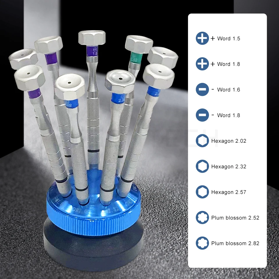 

Набор профессиональных отверток с поворотной подставкой, прост в использовании, доступен для очков, часов и т. Д., набор отверток 9 шт.