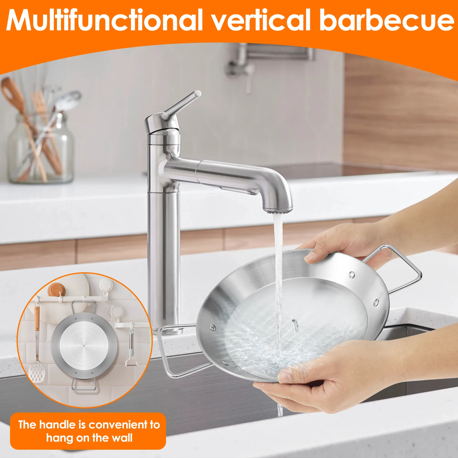 Brochette Verticale Inox Avec 3 Pointes Amovibles - Pour Four, Barbecue Ou Camping - Poulet, Viande, Poisson