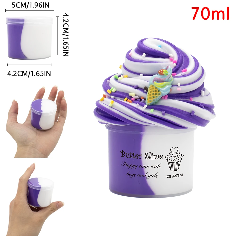 70ml Butter Fluffy Slime Kit Fruit Ice Cream Slime DIY Making Set Non Sticky Super Soft Sludge Polymer Clay Toys Birthday Gifts 4