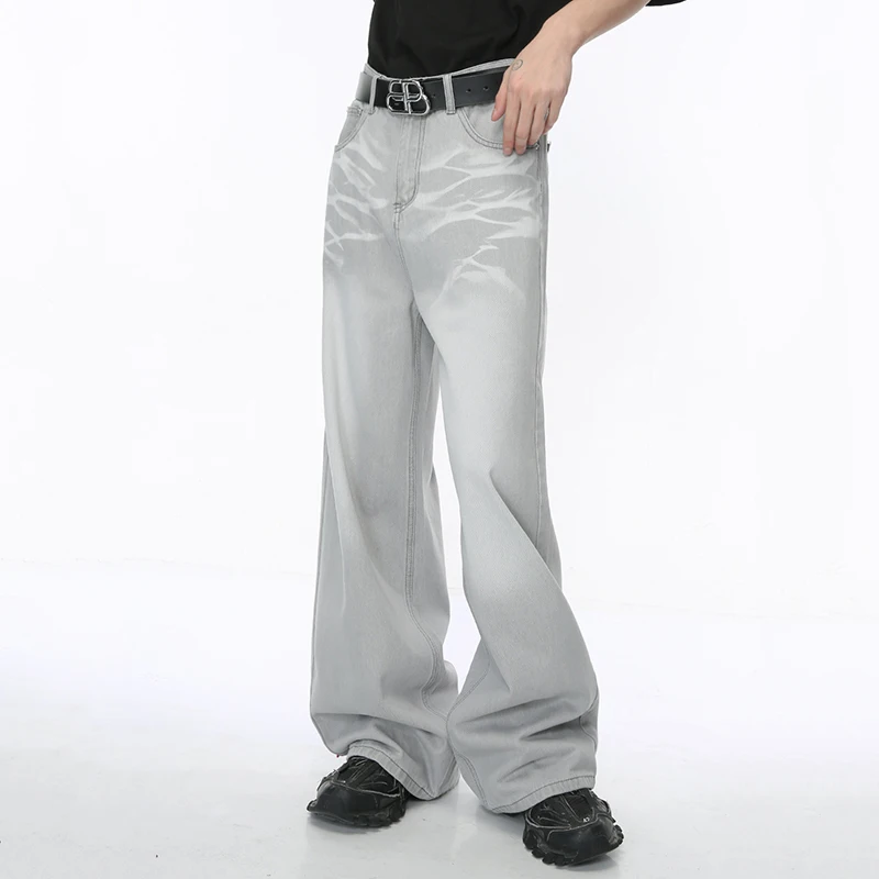 IEFB Straight Male Jeans Vintage Men's Denim Pants Tie-dyed Design Wide Leg Trousers 2024 Spring New Stylish Men Clothing 9C4276 4