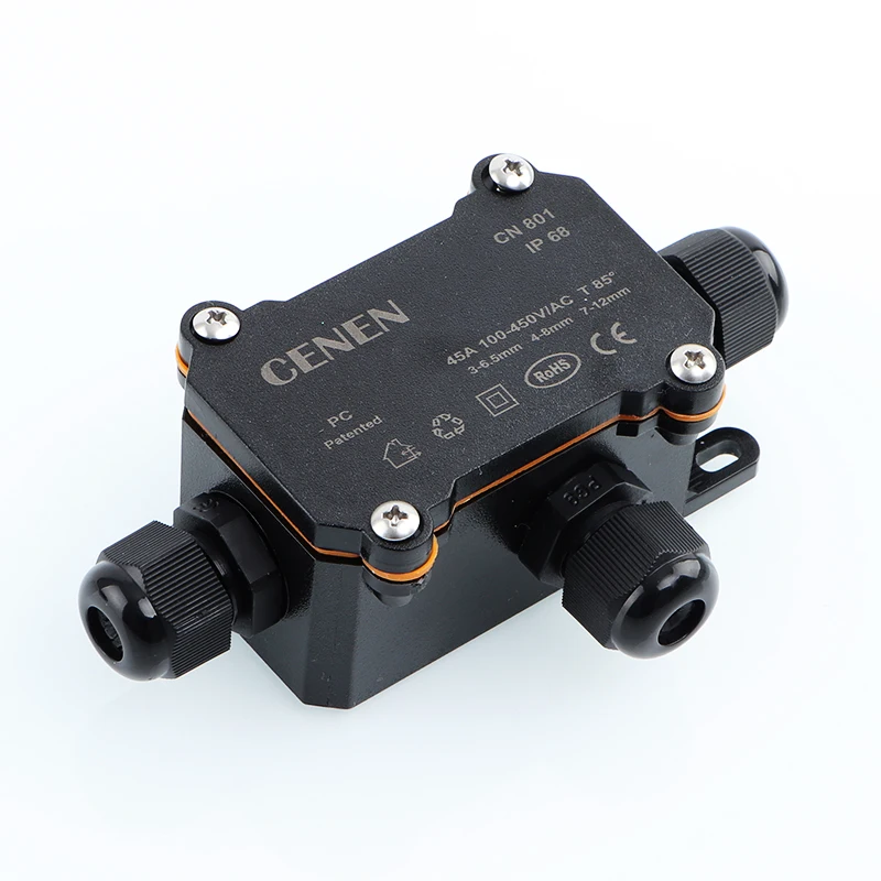 Plastic waterproof junction box black PC flame-retardant LED light junction box outdoor rain-proof electrical instrument seali