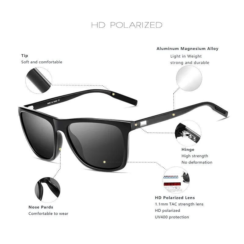 Sport Sunglasses Aluminum Magnesium Polarized Mens Metal Leg Windproof Motorcycle Cycling