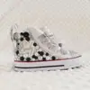 Customized Your Name Original Kid Canvas Shoes Sparkle Rhinestone cow Inspired Baby Girl Handmade Gift Crystal Flats Sneakers 1