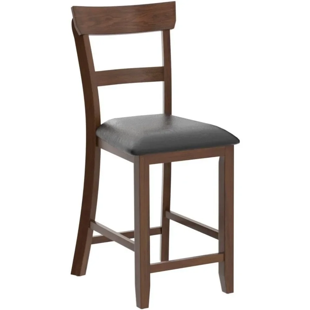 Bar Stools Set of 2, 25.5-Inch Counter Height Chair with Backrest, Foam-padded Cushion, Rubber Wood Legs, Vintage Dining Chair