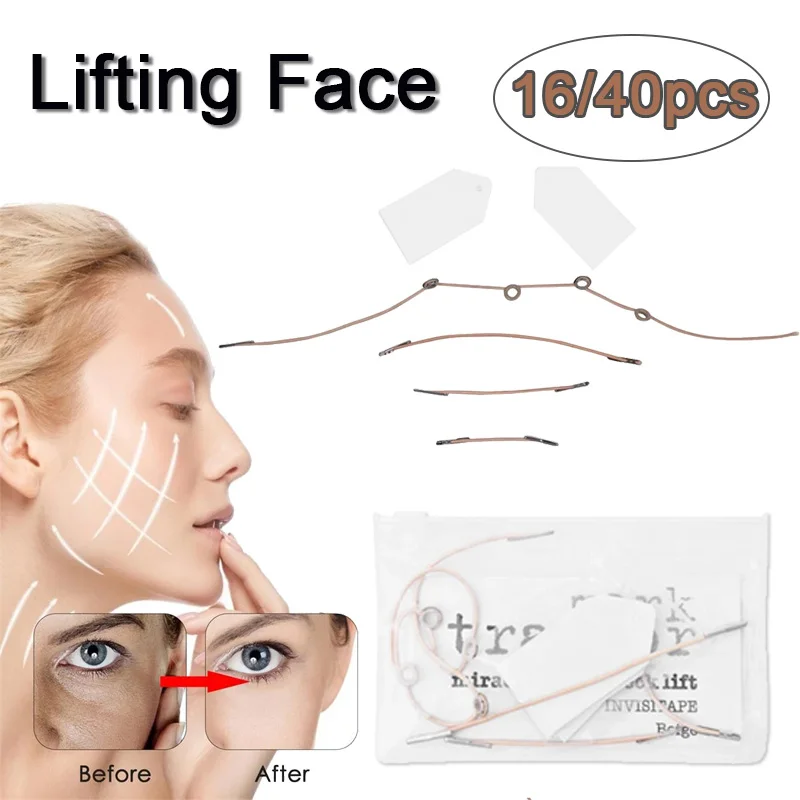 

16/40 Pcs/Set Face Neck Lift Tapes Invisible Thin Face Facial Stickers V-Shape Face Lift Skin Tighten Anti-wrinkle Sticker
