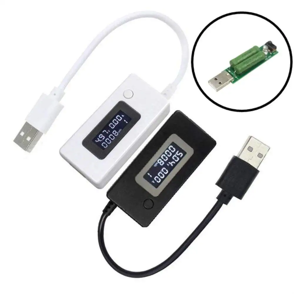 

LCD Micro USB Charger Battery Capacity Voltage Current Tester Meter Detector +Load Resistor 2A/1A with Switch