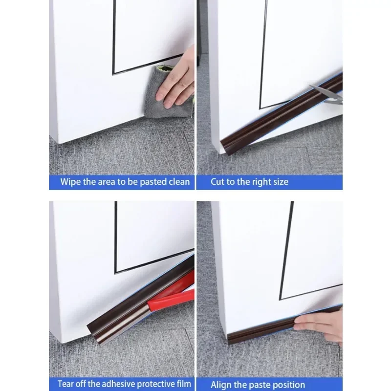 90x4cm Waterproof Door Sealing Strips Plastic Self-Adhesive Solid Color Door Bottom Seal for Soundproof Insect Windproof Hot door seal strip sealing strip tape sealing strip