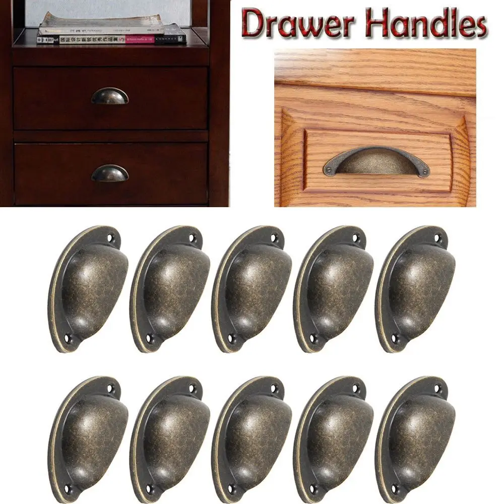10pcs/lot Retro Box Iron Furniture Cupboard Cabinet Metal Antique Knob Pull Handles Shell