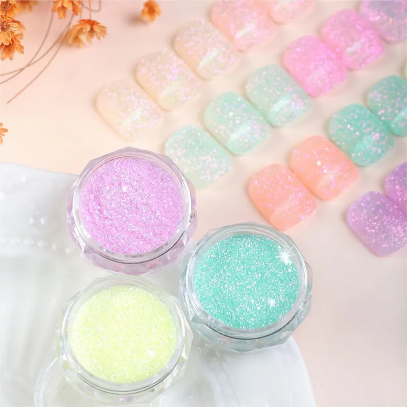 6 Colors Candy Nail Glitter Sparkly Sugar Dust Powder Pigment For