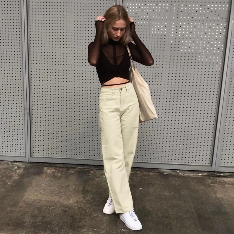 JMPRS Vintage Brown Women Jeans Streetwear High Waist Classic Wide Denim Pants Causal Harajuku Autumn Ladies Straight Trousers levis 501