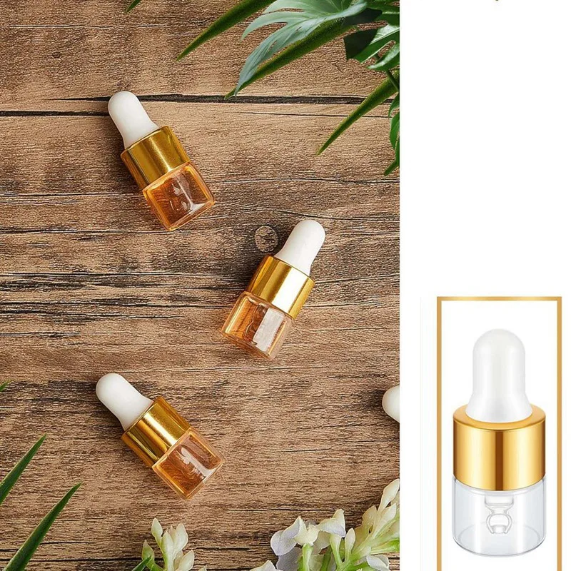 100Pcs Mini Glass Dropper Bottle Bulk Clear Essential Oil Dropper Bottles Small Glass Dropping Sample Containers 1 Ml 3