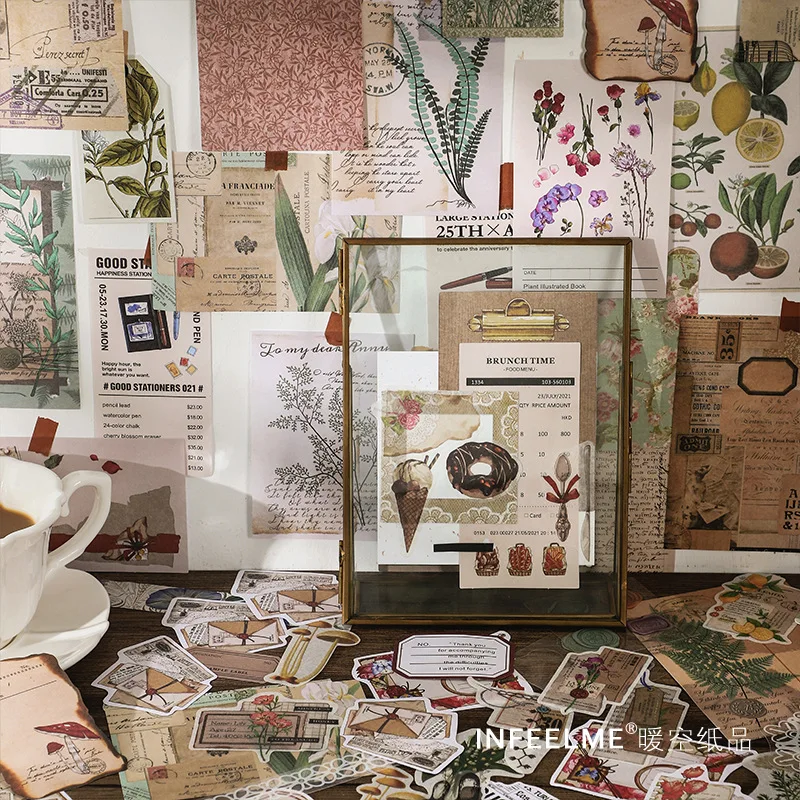 260 pcs/lot Vintage Large capacity Scrapbooking set Planner handmade Stickers+ Decorative paper Craft Supplies